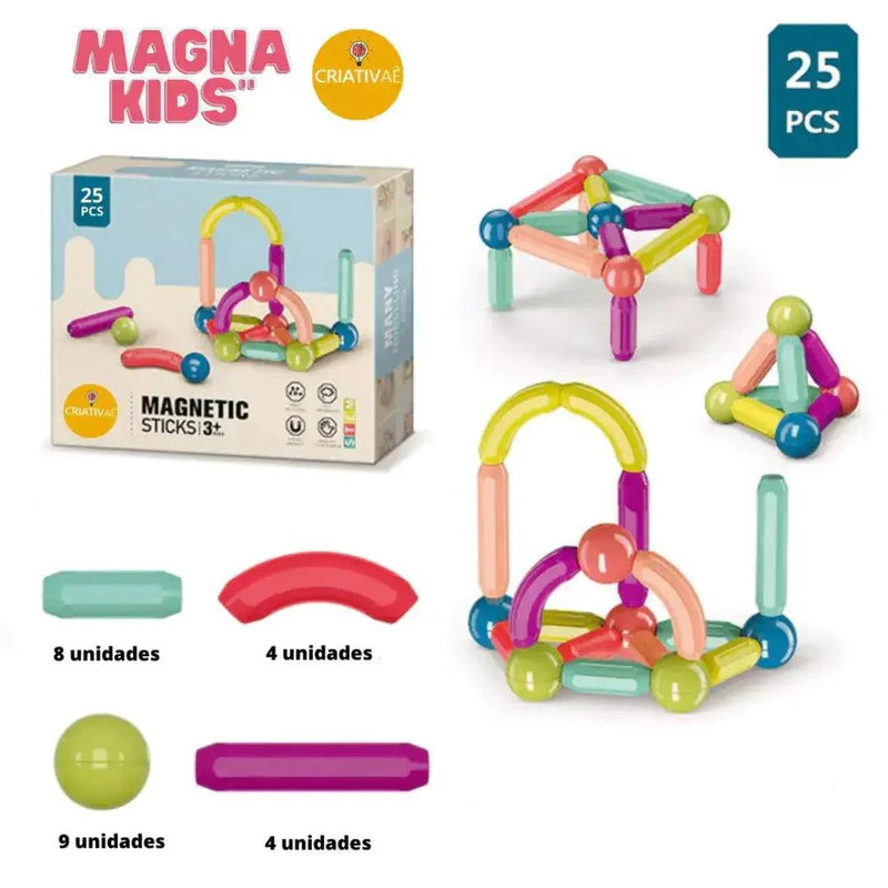Magna Kids - Conjunto de Bolas e Hastes Magnéticas Criativaê - Zanka Express