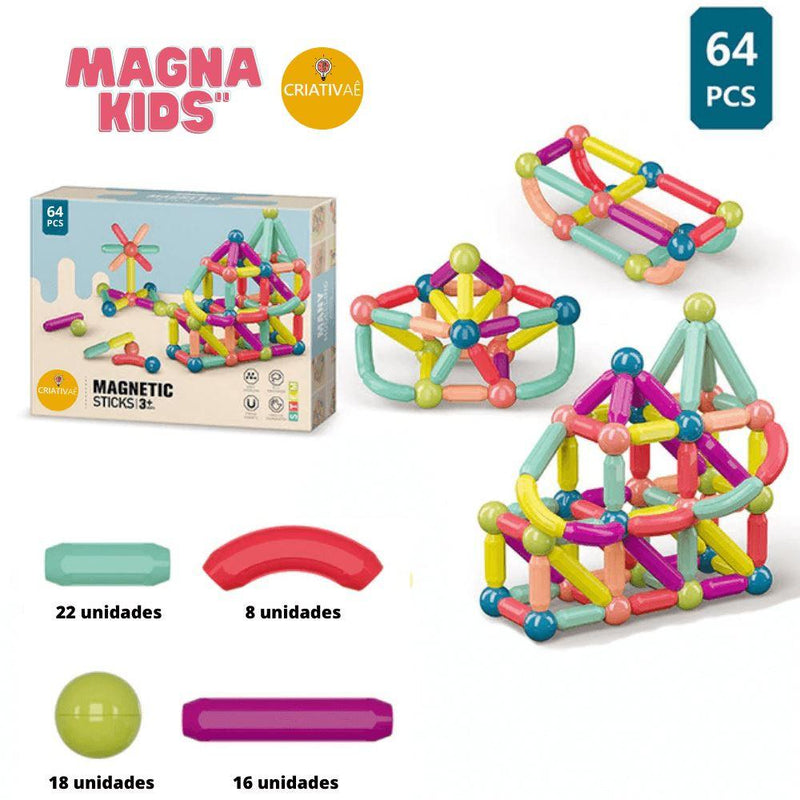 Magna Kids - Conjunto de Bolas e Hastes Magnéticas Criativaê - Zanka Express